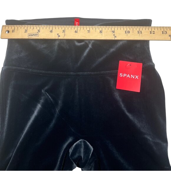 Spanx Power Waitband Shiny Velvet Clasic Navy Leggings Size Small - Picture 7 of 11